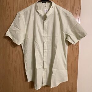 Men's Coofandy Short sleeve button up shirt blade collar light green size medium